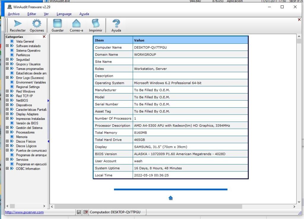 WinAudit 2.29 - Mejores programas para reparar pc